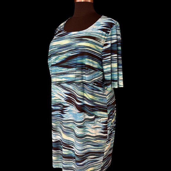 Connected Apparel Blue Black White Sheath Dress Size 22W - Picture 8 of 9